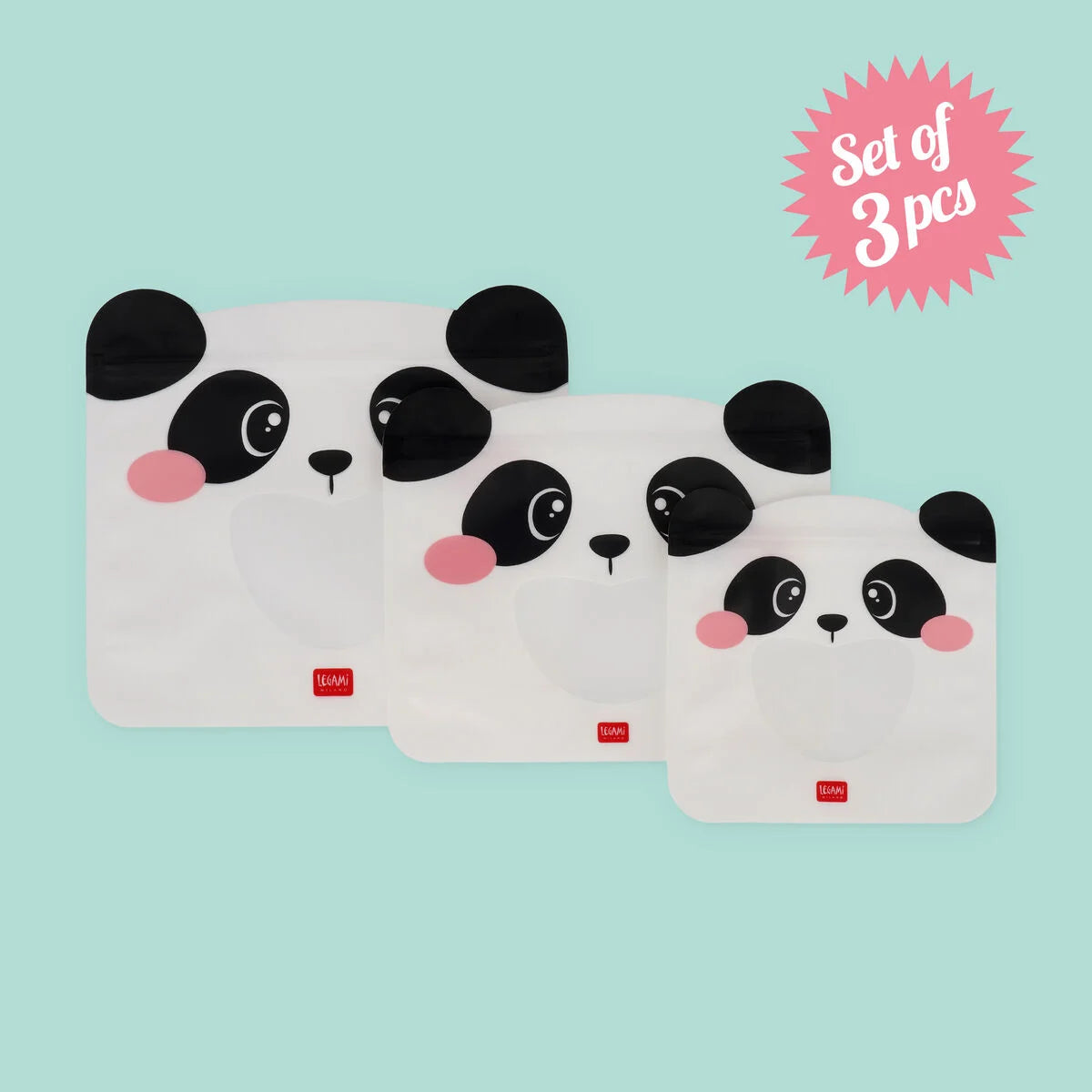 3er-Set Lebensmittelbeutel - Snack Bags Panda