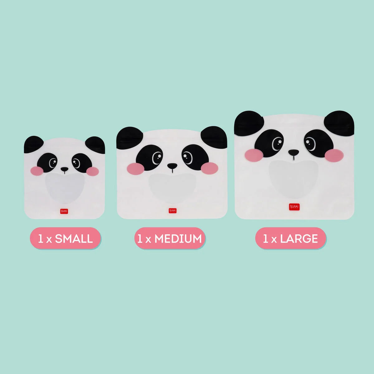 3er-Set Lebensmittelbeutel - Snack Bags Panda