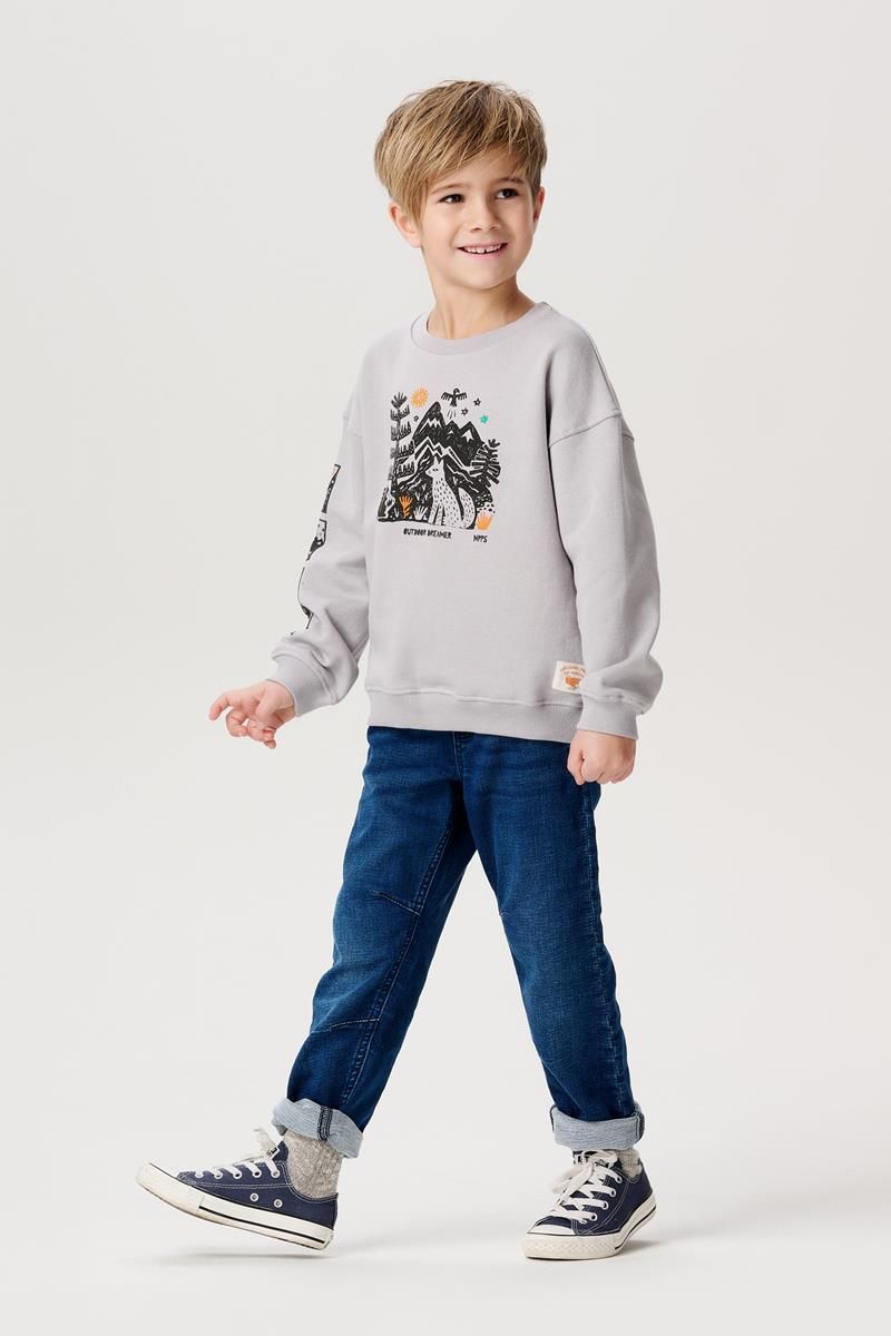 Noppies-Boys Sweater Hugli relaxed long sleeve-Silver Sconce