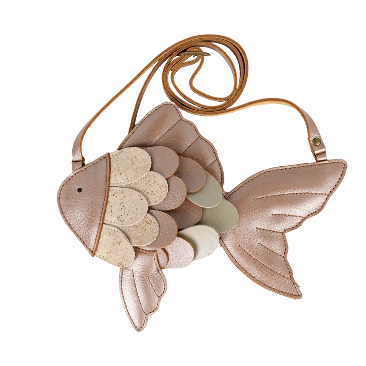 Thysa Purse | Gold Fish-Clay Metallic Leather