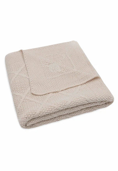 Jollein-Decke Wiege 75x100cm Check Knit - Oatmeal-Sand