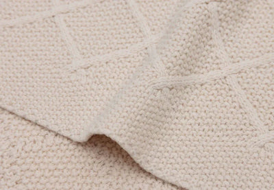 Jollein-Decke Wiege 75x100cm Check Knit - Oatmeal-Sand