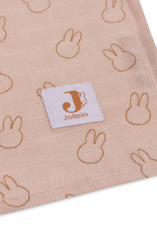 Jollein-Mullwindeln 115x115cm Miffy Silhouettes - Wild Rose-Rosa