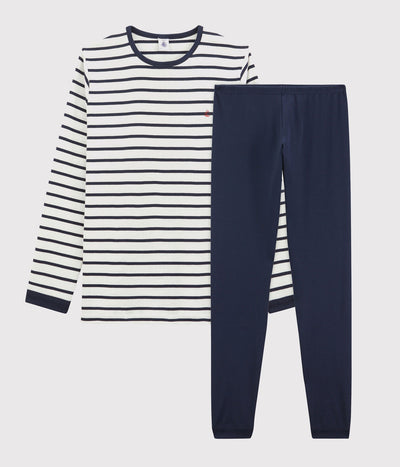 Petit Bateau - SF PYJALONG - MARSHMALLOW/SMOKING