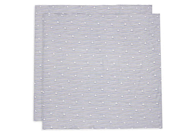 Jollein-Mullwindelnn Hydrophil 115x115cm Miffy Stripe Navy (2pack)-Blau