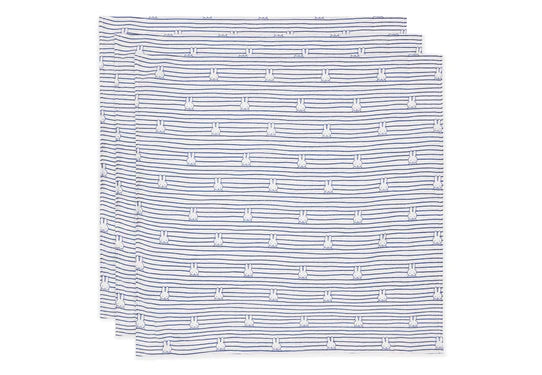 Jollein-Spucktuch Hydrophil 70x70cm Miffy Stripe Navy (3pack)-Blau