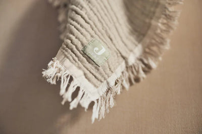 Jollein-Decke Kinderbett 120x120cm Fringe Olive Green/Ivory GOTS-Grün