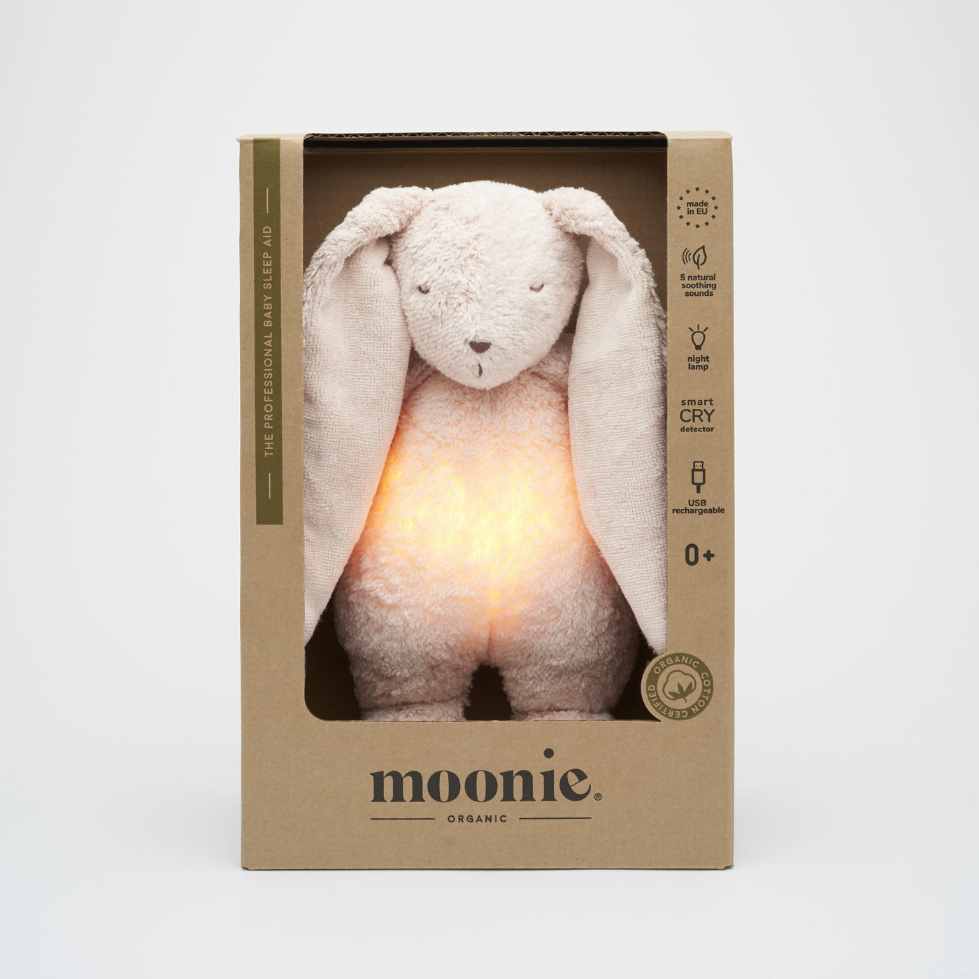 MOONIE 2.0 ROSE - ORGANIC HUMMING BUNNY WITH A LAMP