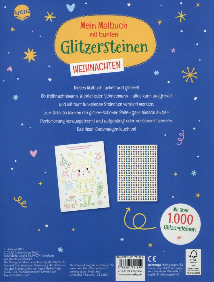 Mein Malbuch mit bunten Glitzersteinen. Weihnachten