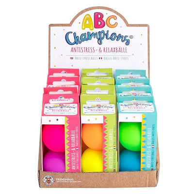 ABC CHAMPIONS Antistress- & Relaxbälle 2er-Set, 3-fach sortiert