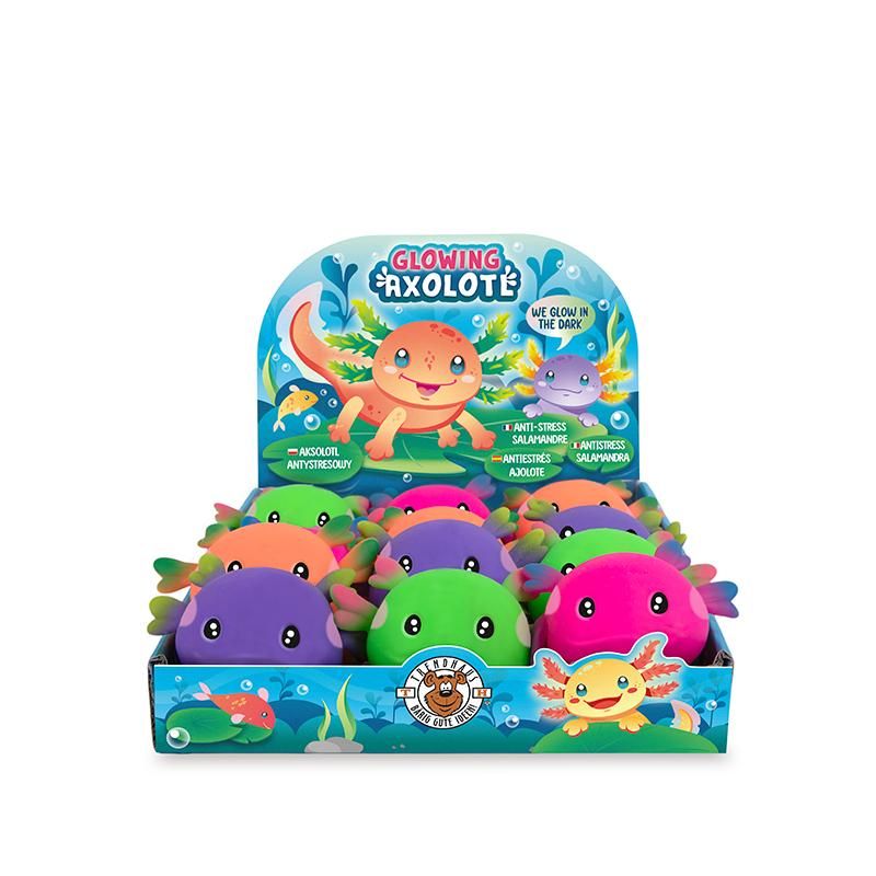 AX Glowing Knautsch-Axolotl nachtleuchtend, 4-fach sortiert