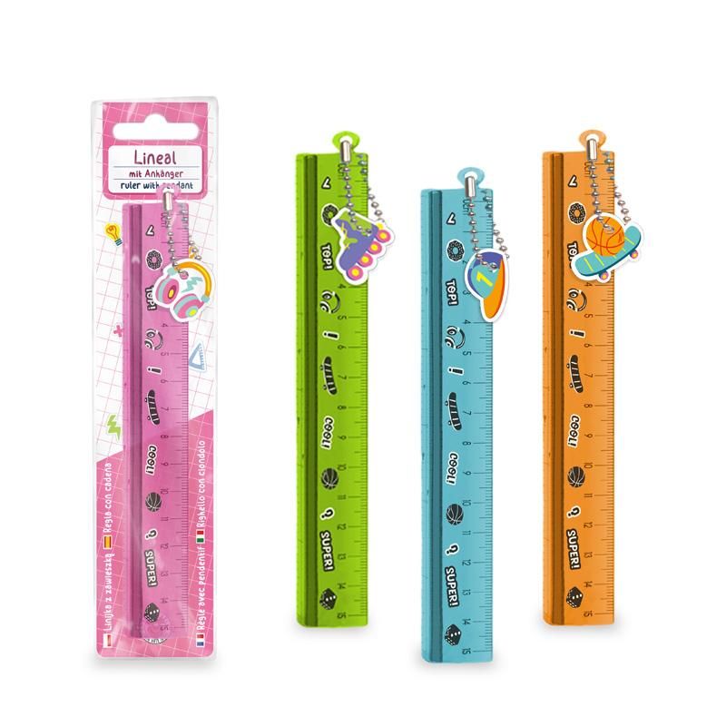 ABC-5 Lineal 15cm mit Anhänger, 4-fach sortiert