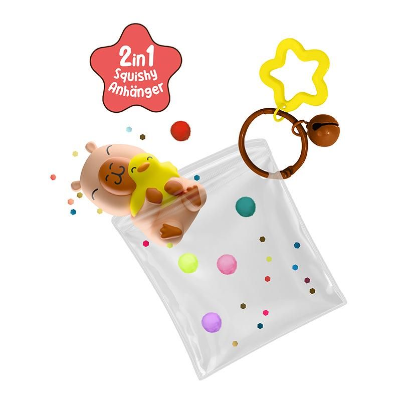 CP HL-5 Squishy Capybara mit Schlüsselanhänger, 4-fach sortiert