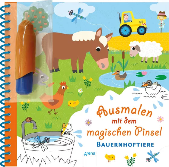 Ausmalen mit dem magischen Pinsel.Bauernhoftiere