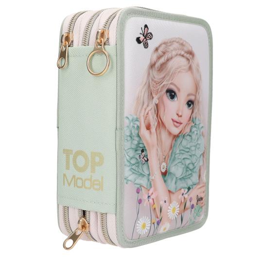 TOPModel 3 Fach Federtasche mit Stickerei SUMMER FEELING