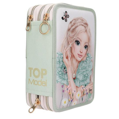 TOPModel 3 Fach Federtasche mit Stickerei SUMMER FEELING