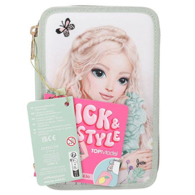 TOPModel 3 Fach Federtasche mit Stickerei SUMMER FEELING