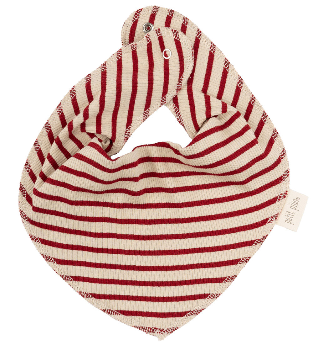 Petit Piao-Bib Modal Striped-Chili pepper/dark off white