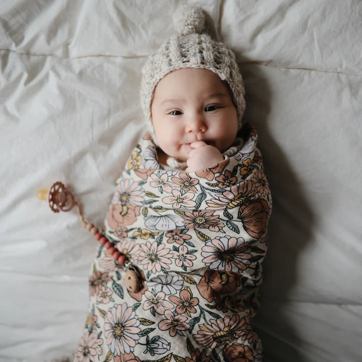 Mushie Swaddle Retro Flowers