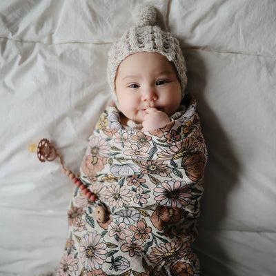 Mushie Swaddle Retro Flowers