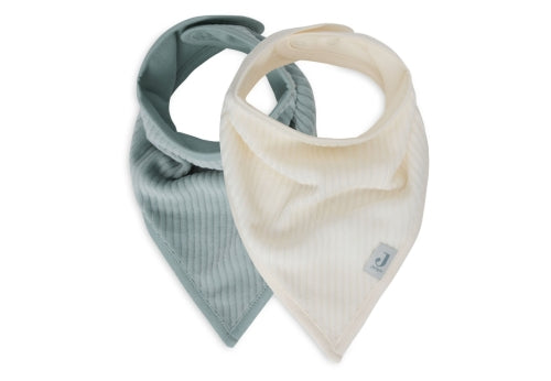 Jollein-Lätzchen Bandana Velvet Rib - Sea Green/Ivory - 2 Stück-Grün