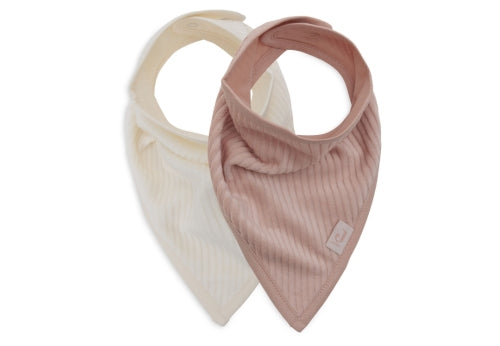 Jollein-Lätzchen Bandana Velvet Rib - Wild Rose/Ivory - 2 Stück-Rosa