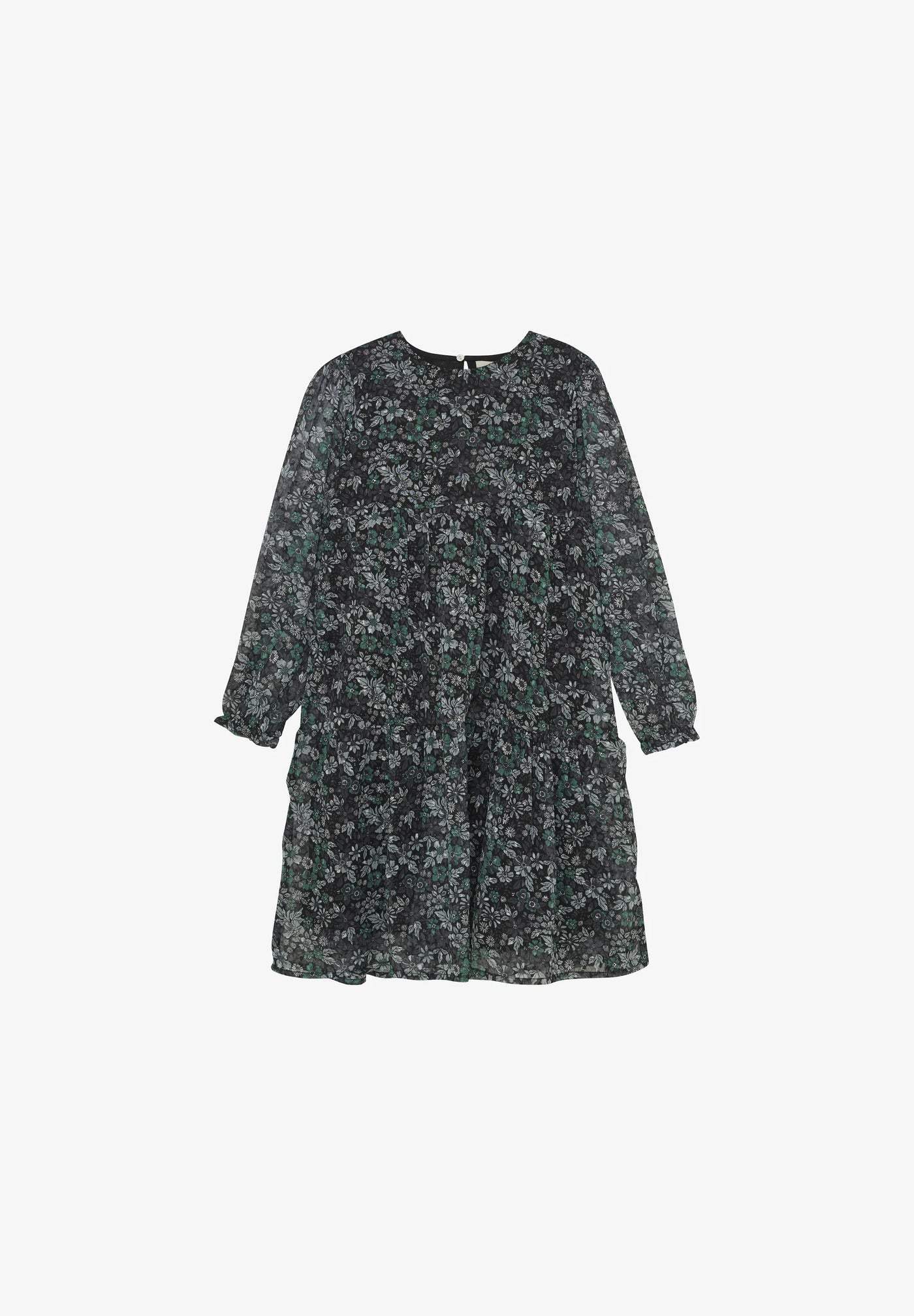 Creamie-Dress Flower Dobby-Pine Green