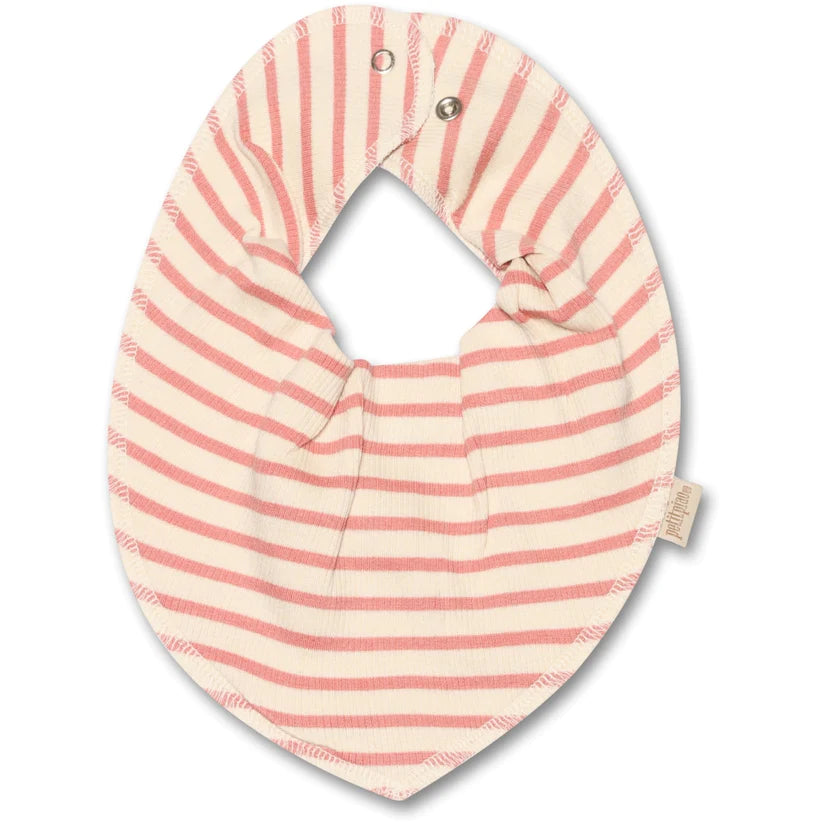 Petit Piao-Bib Modal Striped-Sea Shell Pink/Off White