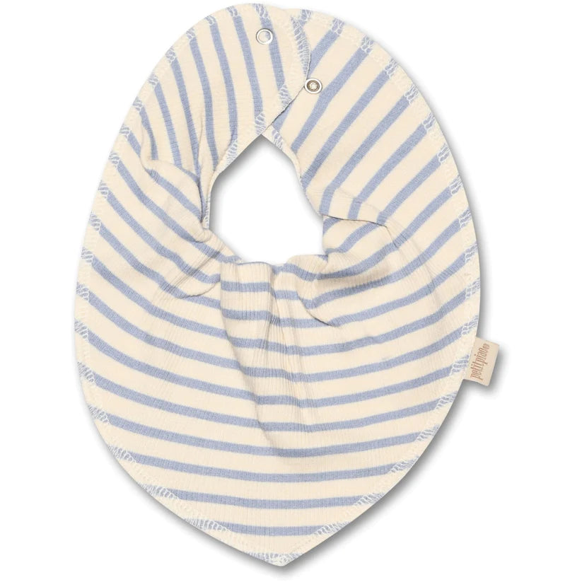 Petit Piao-Bib Modal Striped-Blue Mist/Off White