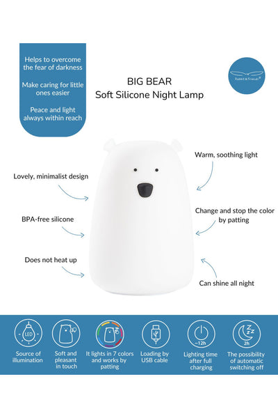 Rabbit & Friends-Bear Lamp     WHITE   USB type C