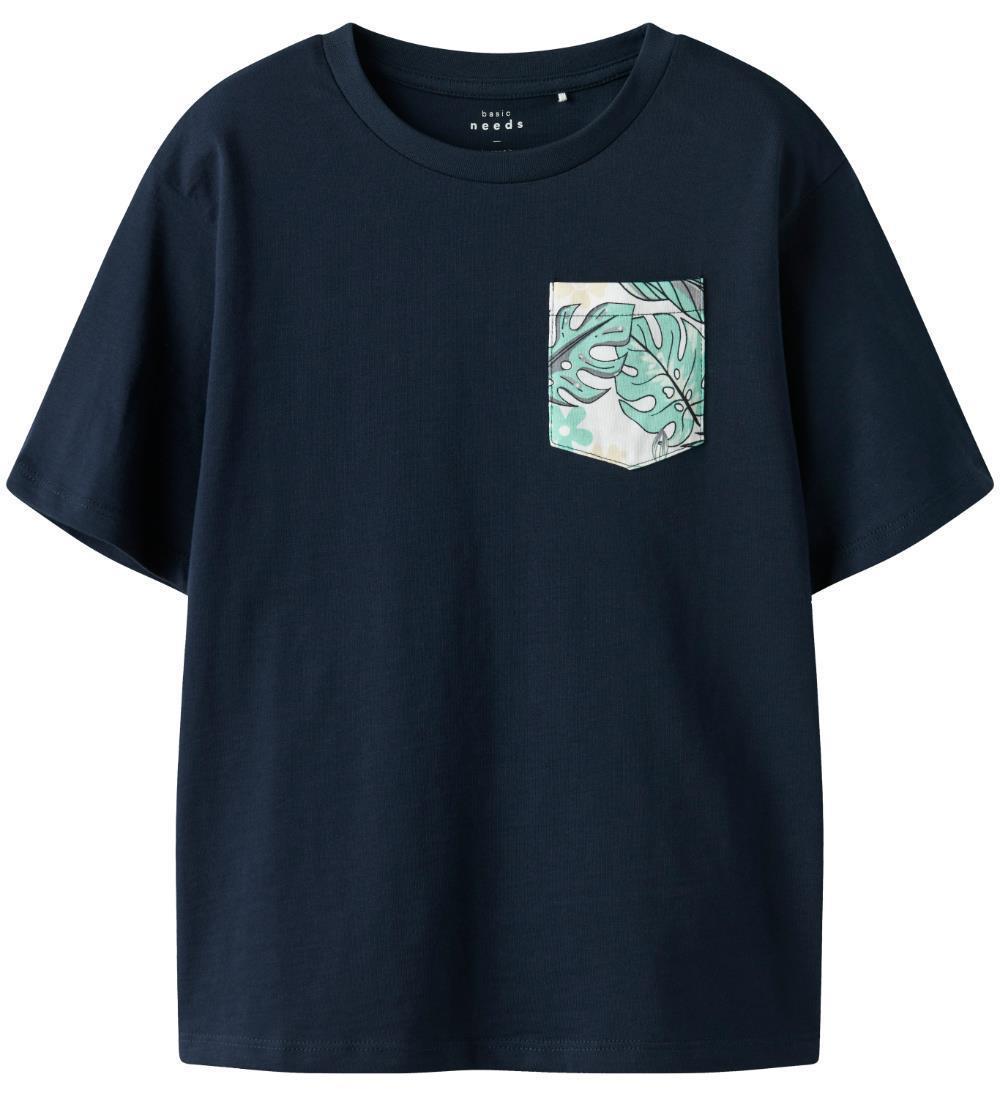 Name it - NKMVALMAS SS NREG TOP - Navy Blazer/Green Leaf