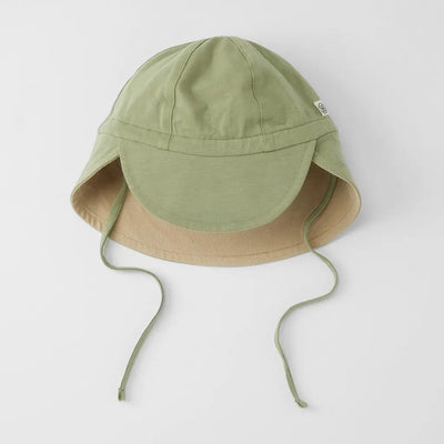 Wendbarer Sonnenhut UPF 50+ Olive Green/Sandy Beach