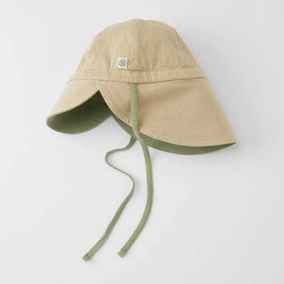 Wendbarer Sonnenhut UPF 50+ Olive Green/Sandy Beach