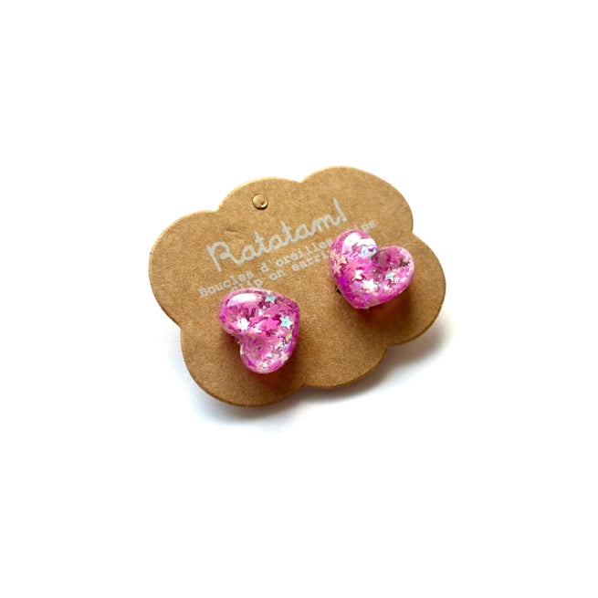 Paar HEARTS Clip-Ohrringe Fuchsia,rosa,gelb,blau,violett
