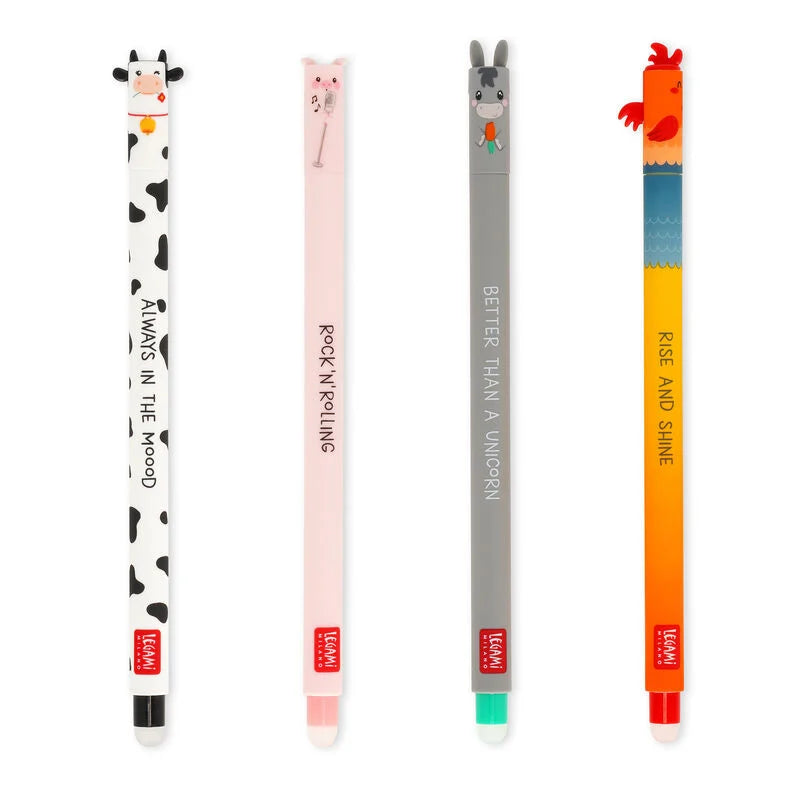 Set mit 4 Löschbaren Gelstiften - Erasable Pen Farm sweet farm