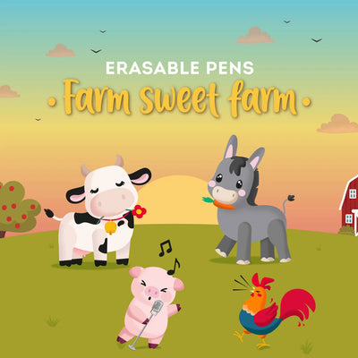 Set mit 4 Löschbaren Gelstiften - Erasable Pen Farm sweet farm