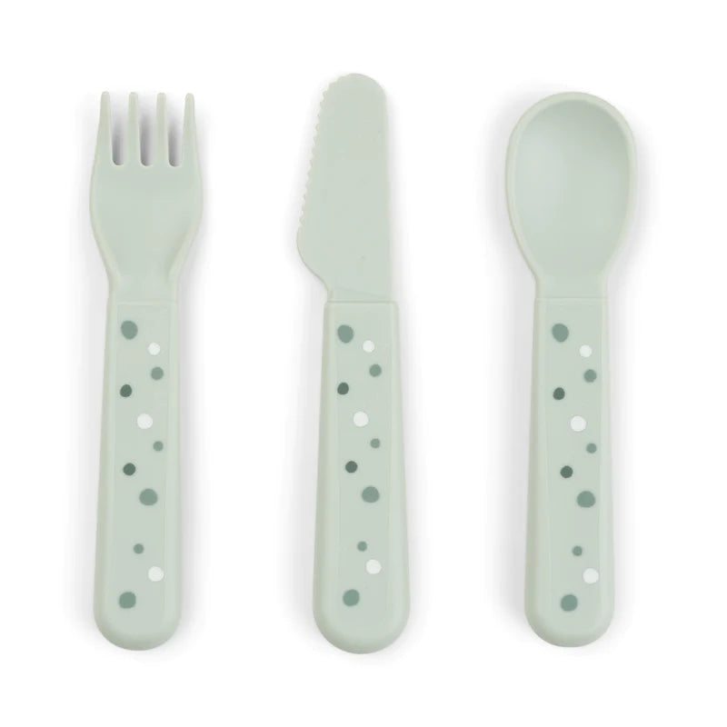 Foodie Kinderbesteck-Set Happy dots Grün