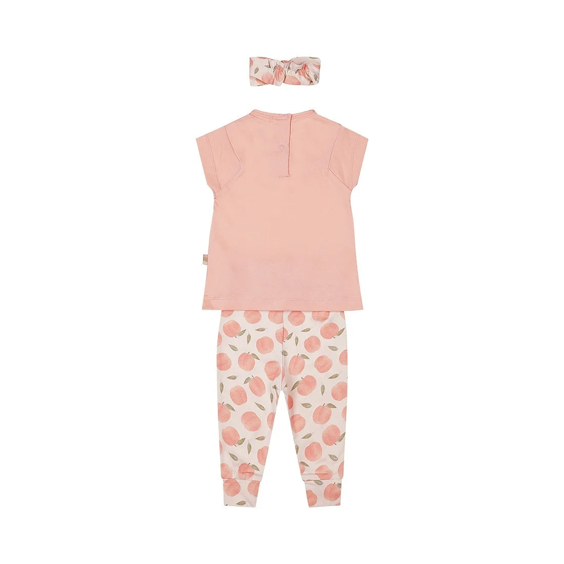 Dirkje-2 pce babysuit ss + headband- Faded peach