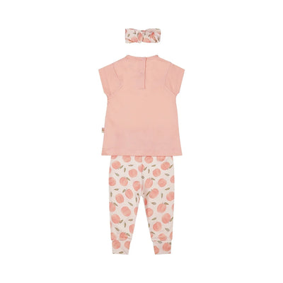 Dirkje-2 pce babysuit ss + headband- Faded peach