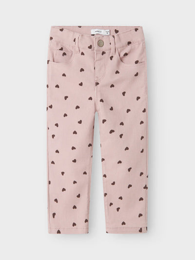 Name it - NMFROSE STRAIGHT AOP TWILL PANZ 7218-YF  - Burnished Lilac/Heart