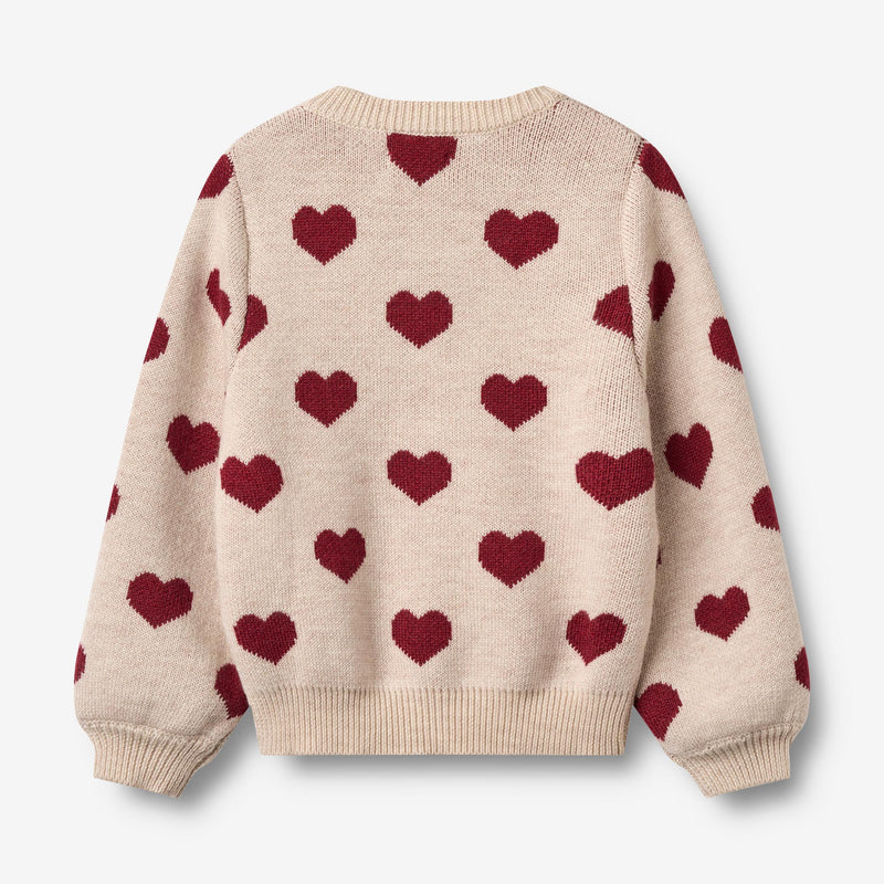 Wheat Jaquard Cardigan Hearts - offwhite melange
