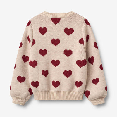 Wheat Jaquard Cardigan Hearts - offwhite melange