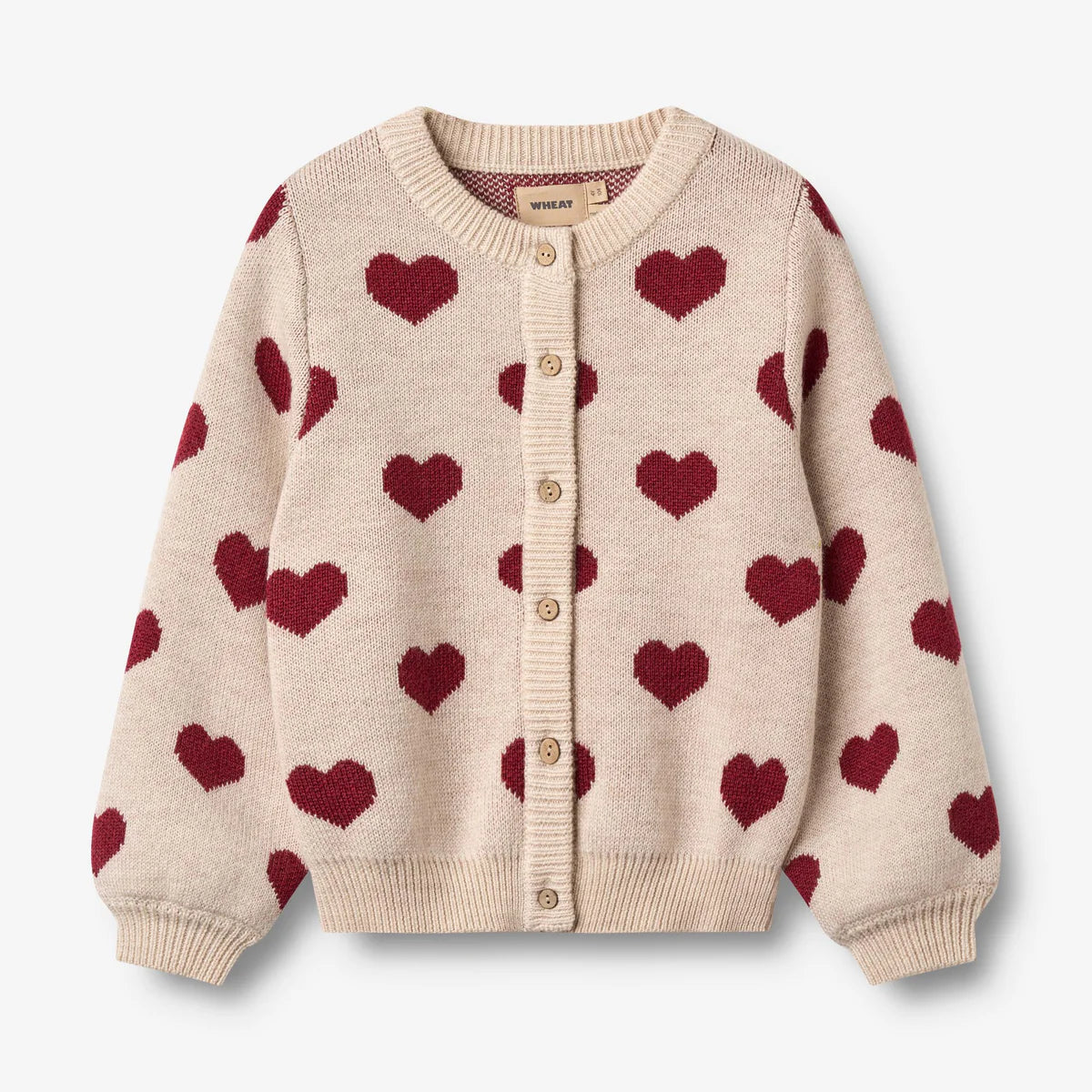 Wheat Jaquard Cardigan Hearts - offwhite melange