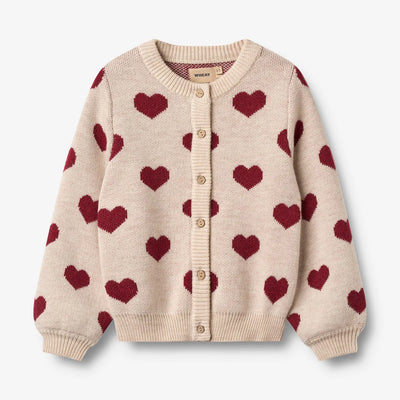 Wheat Jaquard Cardigan Hearts - offwhite melange
