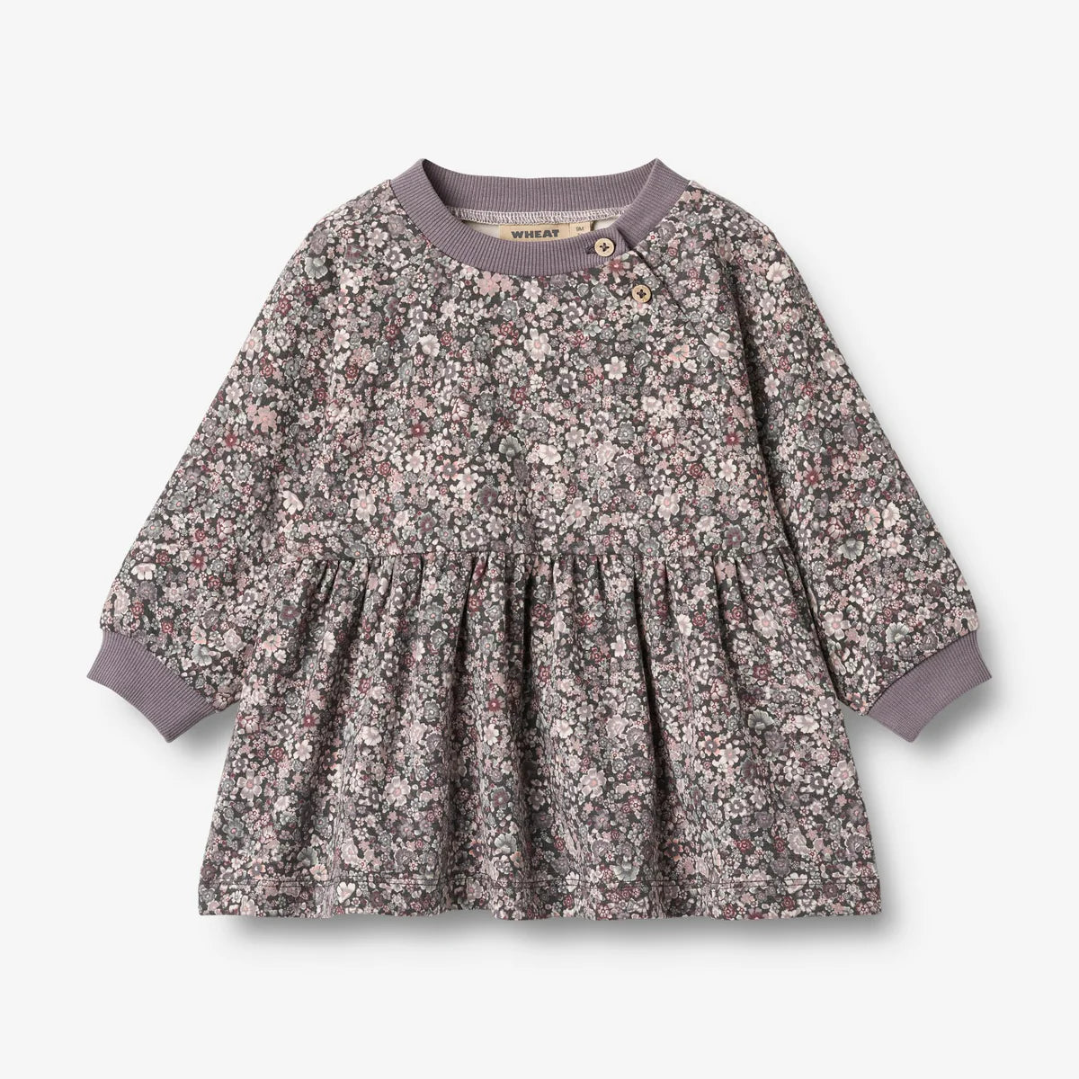 Wheat-Jersey Dress L/S Dorthea-9565 purple stone flowers