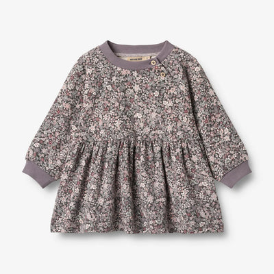 Wheat-Jersey Dress L/S Dorthea-9565 purple stone flowers