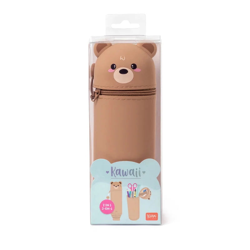 Legami-2-in-1-Federmäppchen aus Silikon - Kawaii Teddy Bear