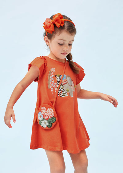Mayoral - Kleid mit Applikation und Tasche aus Baumwolle Mädchen