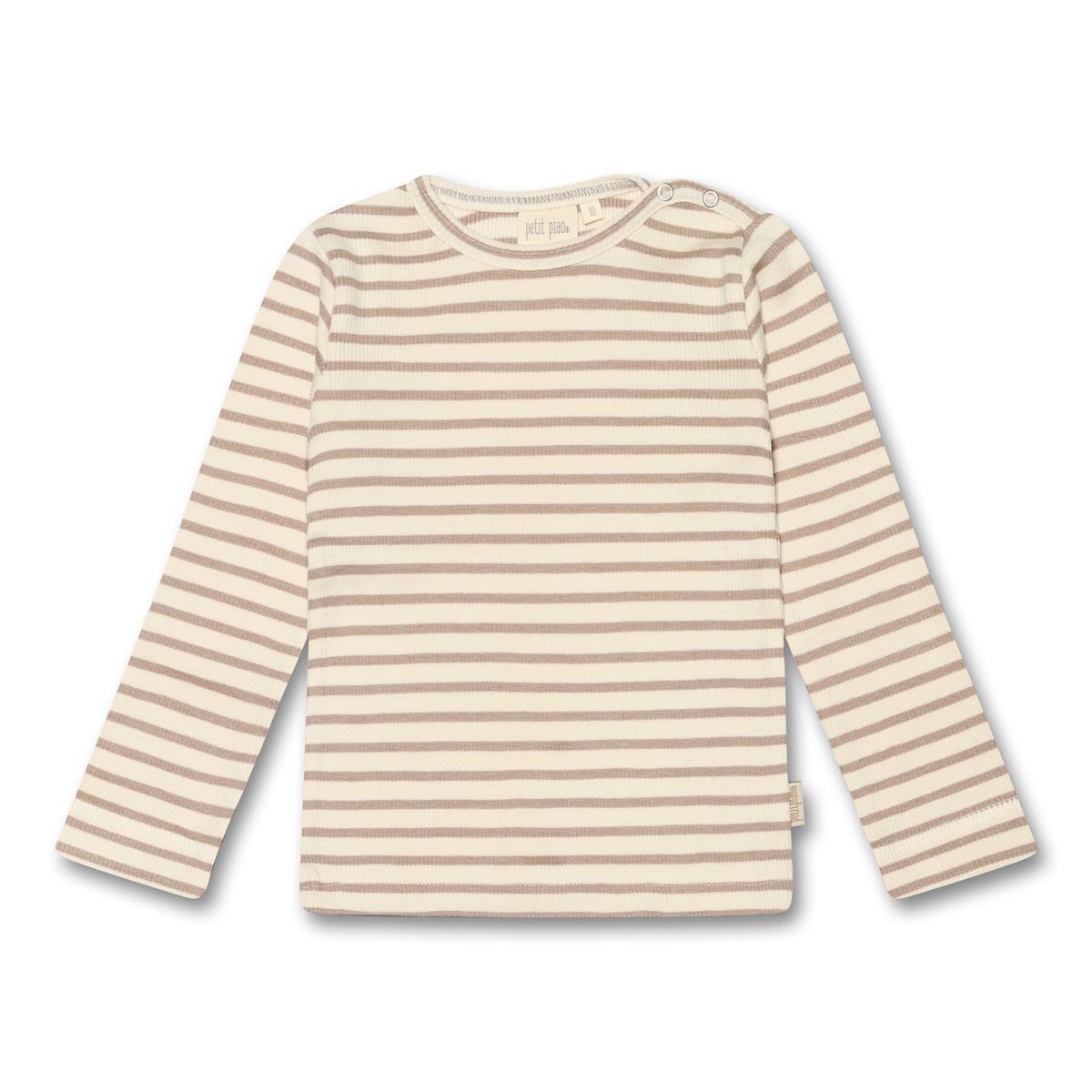 Petit Piao-T-shirt L/S Modal Striped-Simply Taupe/Off White