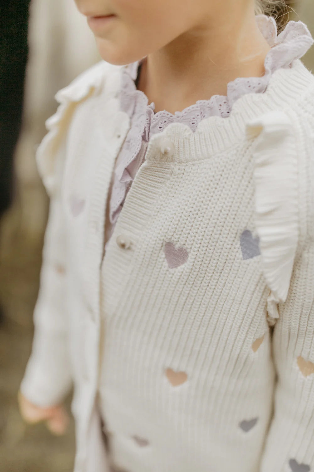 Strickcardigan mit Herzchen-Applikation - light beige